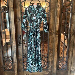 Banana Republic Floral Maxi Button down dress flutter sleeve Size 0